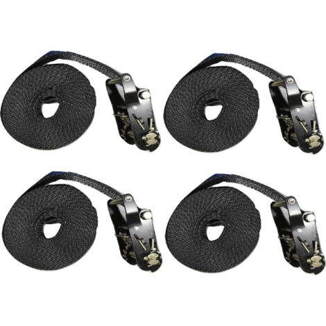 25MM Black Ratchet Straps 8M Endless Lashing x4 - 1.5 Ton Tie Down Trailer Cargo Truck