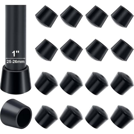 25mm Chair Leg Caps, 16 Pcs Round Rubber Furniture Cups Chair Leg Caps Table Foot Covers Floor Protectors Non-Slip, Black