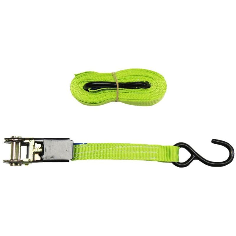 25MM Ratchet Strap 5 Metre 0.67 Ton (800KG 5M Tie Down High Visibility S Hook)