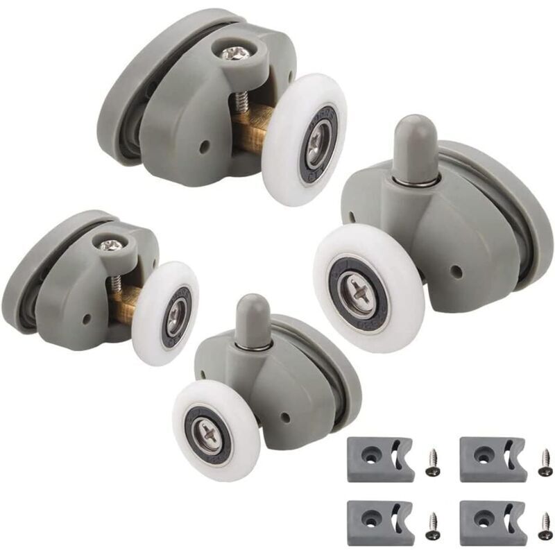 25mm Shower Door Rollers, 4 Pairs of 25mm Sliding Shower Door Rollers, For 9-12mm Glass Holes, Shower Door Rollers
