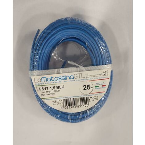 25mt di cavo unifilare fs17 sezione 1,5mmq colore blu mfs171,5bl25