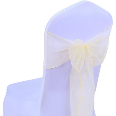 25pc Organza Chair Cover Sashes Bows Wedding Party Event Birthday Ceremony Decoration 17 x 275cm 22 Colors(Not Include Chair Covers)-Champagne