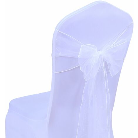 25pc Rubans en Organza Housse de Chaise nœuds Rubans nœuds de Mariage décoration de Ceremonie Fête événement Anniversaire 17 x 275cm 22 Colours(Non inclure Les Housses de Chaise)-Blanc