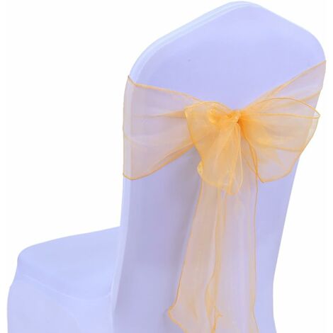 25pc Rubans en Organza Housse de Chaise nœuds Rubans nœuds de Mariage décoration de Ceremonie Fête événement Anniversaire 17 x 275cm 22 Colours(Non inclure Les Housses de Chaise)-Or