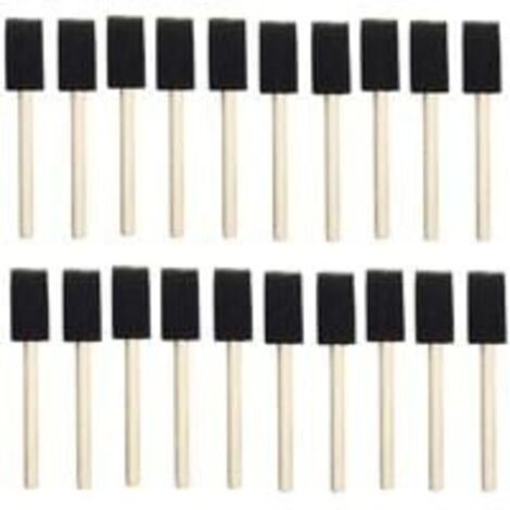 25pcs éponges en mousse peinture manche en bois pinceau flexible Poly mousse pinceau biseauté pour acryliques teintures vernis artisanat Art 1 pouce
