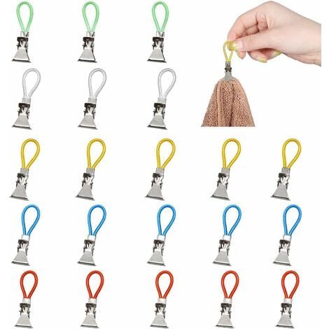 25Pcs Kitchen Towel Clips, Dish Towel Clips, Hangers Hook for Home Kitchen Bathroom Cupboards, 5 Colors GROOFOO