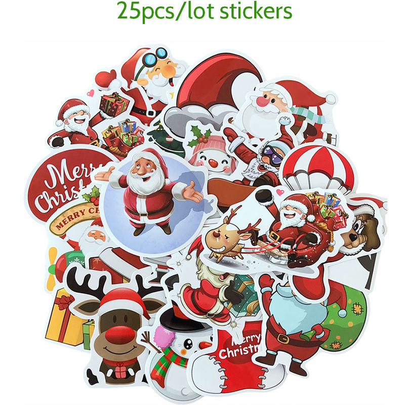 

Asupermall - 25pcs / lot Feliz Navidad del carton de la burbuja 3D pegatina de Santa Claus hinchadas impermeables regalos Etiqueta Decoracion de