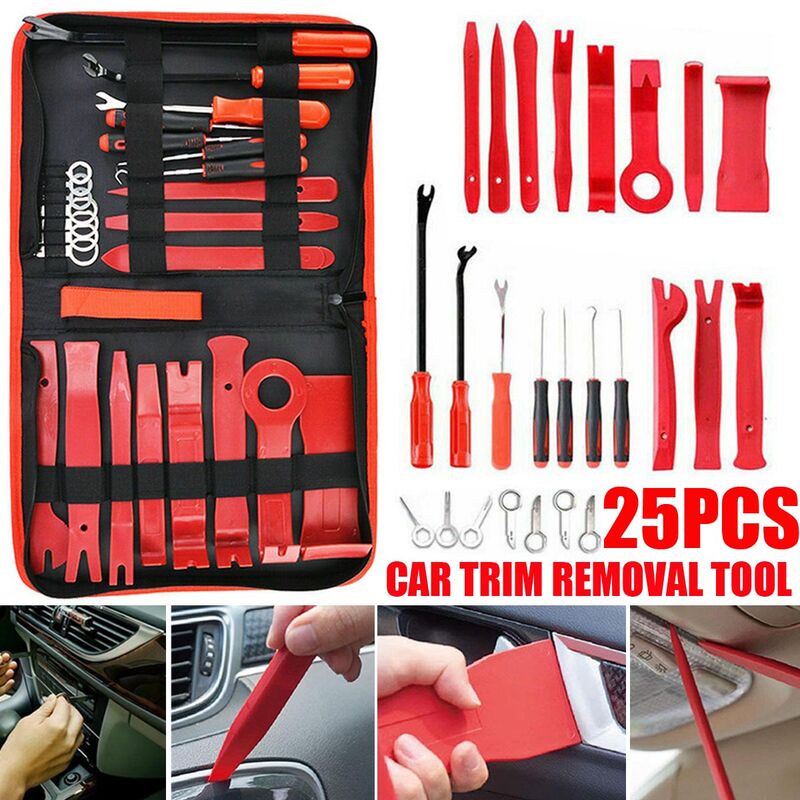 Insma - Outil de suppression de levier de perfection rouge 25 pièces Kit d'outils de réparation d'ouverture de retrait de tableau de bord de tableau