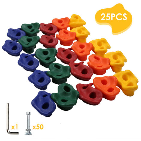 25pcs prises d'escalade Kit Texturée Colorée kit Mur de blocs rocheux loisirs sport