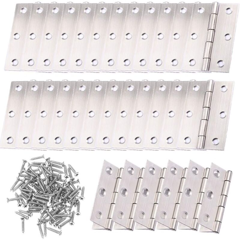 Readcly - 25Pcs Stainless Steel Hinges Stainless Steel Cupboard Door Hinges diy Hinge For Home Furniture Cabinet Hardware(with 150Pcs M316mm Screws)