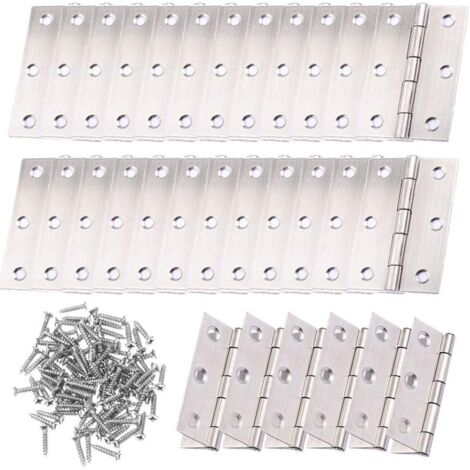 25Pcs Stainless Steel Hinges Stainless Steel Cupboard Door Hinges DIY Hinge For Home Furniture Cabinet Hardware(with 150Pcs M316mm Screws)