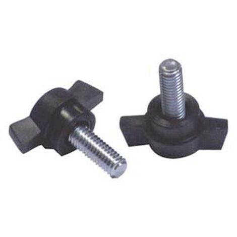 25PZ VOLANTINO A FARFALLA A 2 ALETTE CON PERNO FILETTATO IN ABS NERO - M6