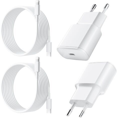 25W Chargeur Rapide pour iPhone, 2 Pièces PD 3.0 Prise USB C avec 2M Cable Lightning for iPhone 14/14Pro/13/13 Mini/13 Pro/13Pro Max/12/12Pro/12 Pro Max/11/11 Pro/ 11 ProMax