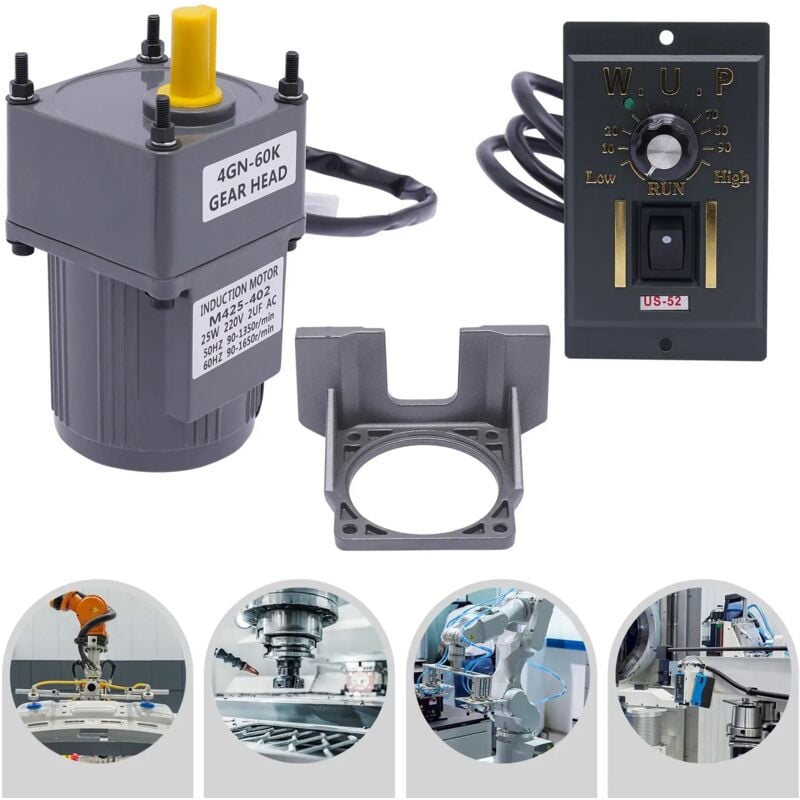 Gojoy - 25W motoréducteur ac motoréducteur haute vitesse avec régulateur 220V 1: 60