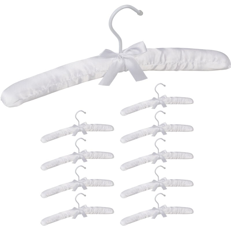 40 x Cintres en satin, Cintre rembourré doux pour vestes, Crochet rotatif 360°, 38 cm, noeud, blanc