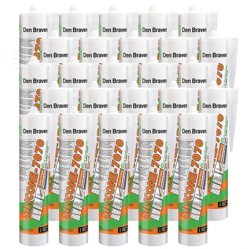 Den Braven - 25x Mastic silicone neutre bâtiment 7070 Plus translucide 300ml