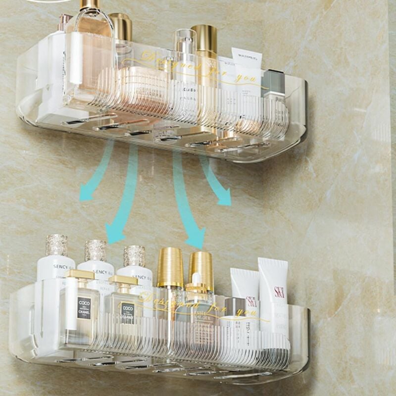25x11x5cm,Lot de 2 Etagère Douche,Panier de Douche Étagère de Salle de Bain Sans Perçage, Étagères Murales de Salle de Bain,pour Salle de Bain/Cuisine