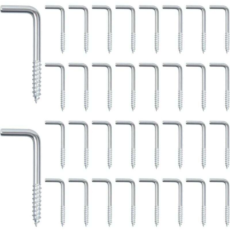 2.5x13x25mm,Lot de 100 Boulons à Crochet en L Crochet à Visser à Angle Droit en Forme de L Vis à Crochet à Fente Droite Crochet en L Crochet à Vis