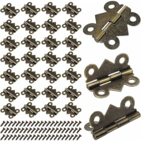 25X20mm Petites Mini Charnières Papillon Pliantes Charnières, Bronze Antique Mini Charnières pour Meubles de Maison Quincaillerie d'Armoire Porte Tiroir Placard avec 200 PCS Vis + 50 PCS Charnières