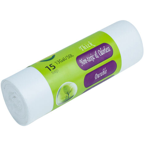 2,6-13Gal Hausmüll Tasche Biologisch Abbaubar Kordelzug Einweg Für Mülleimer Küche Papierkorb Kompostierbar Müll Tasche,white,2.6Gal 30pcs