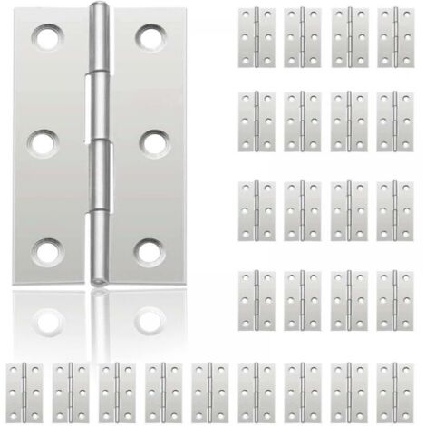 26 bisagras de acero inoxidable, ideales para puertas de armarios, joyeros, muebles y otros accesorios (44 mm x 32 mm)