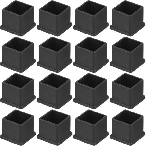 26 Embouts de pieds, Carrés 22mm, PVC Noir, Antidérapants, Protection sol, Intérieur Extérieur