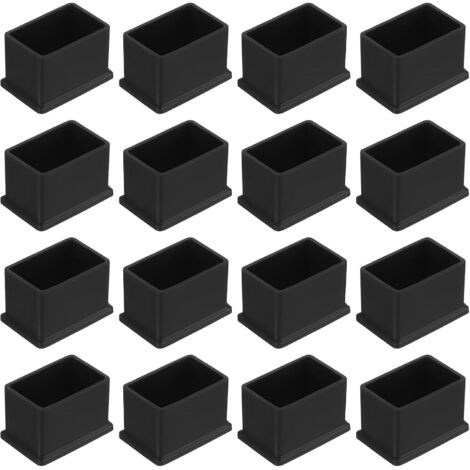 26 Embouts de pieds, Carrés en PVC, 38x25mm, Noirs, Antidérapants, Pour chaises et tables, Intérieur et extérieur