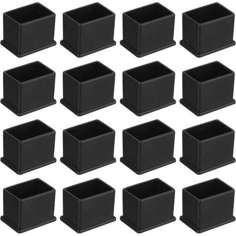 26 Embouts de pieds carrés, PVC noir 30x20mm, Antidérapants, Protection sol, Pour meubles intérieur et extérieur