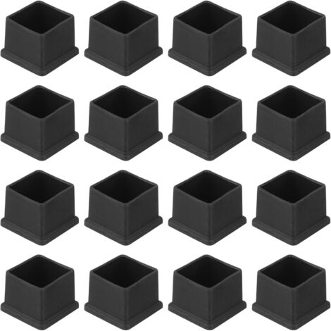 26 Embouts de pieds de chaise, Carrés 25mm, PVC Noir, Antidérapants, Pour Table Et Meubles Intérieur Extérieur