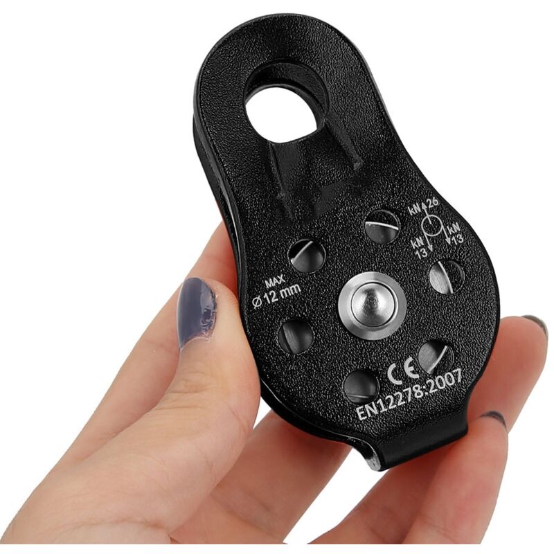 Image of 26 kN Drehbarer Seilrollenblock aus Aluminiumlegierung für 12 mm Seil (Schwarz)