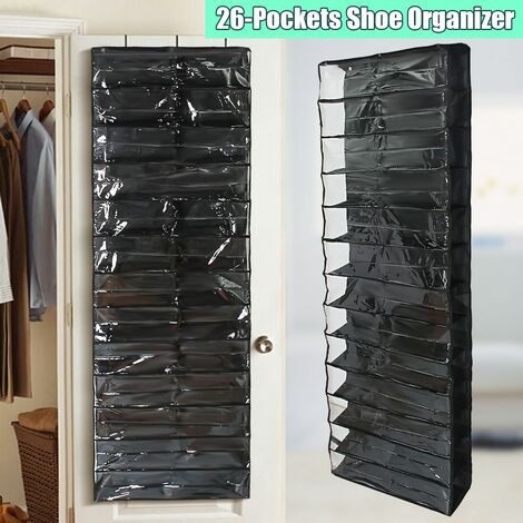 main image of "26 Pairs Large Capacity Over-Door Hanging Shoe Rack Shelf Storage Rack Organizer Pocket Rack (Beige)"