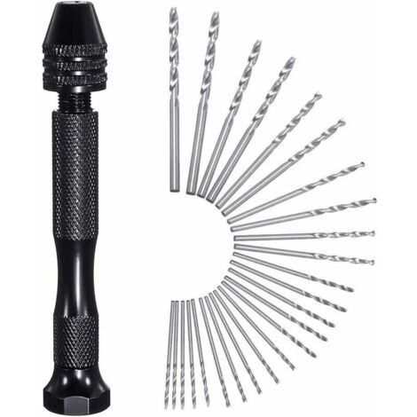26 pezzi punte elicoidali strumenti di perforazione a mano + 25 pezzi micro punte da 0,5-3,0 mm mini punte elicoidali per la perforazione a mano di gioielli in metallo in legno modellismo perforazione