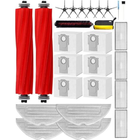 26 Pièces de Rechange pour Roborock S7 Pro Ultra, S7 MaxV Ultra Kit d'Accessoires:2 Brosses Principales,1 Brosse Autonettoyante,6 Brosses Latérales,4 Filtres,6 Sacs à poussière,4 Serpillières