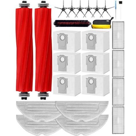 26 Pièces de Rechange pour Roborock S7 Pro Ultra, S7 MaxV Ultra Kit d'Accessoires:2 Brosses Principales,1 Brosse Autonettoyante,6 Brosses Latérales,4 Filtres,6 Sacs à poussière,4 Serpillières