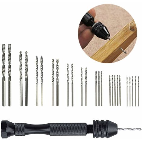 MINI PERCEUSE À main Twist Drill Bits +25 micro forets hélicoïdaux