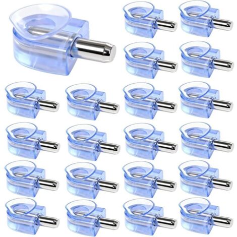 26 Pièces Support Etagere Support Etagere Verre avec Ventouse Fixation Étagère Armoire Rangement pour Meuble Placard Bibliothèque, Tige 5 mm