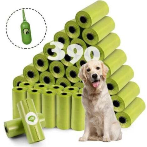 26 rouleaux de sacs avec distributeur, 390 sacs biodégradables pour crottes de chien, sacs de transport étanches 33 x 22 cm, non parfumés et épaissis