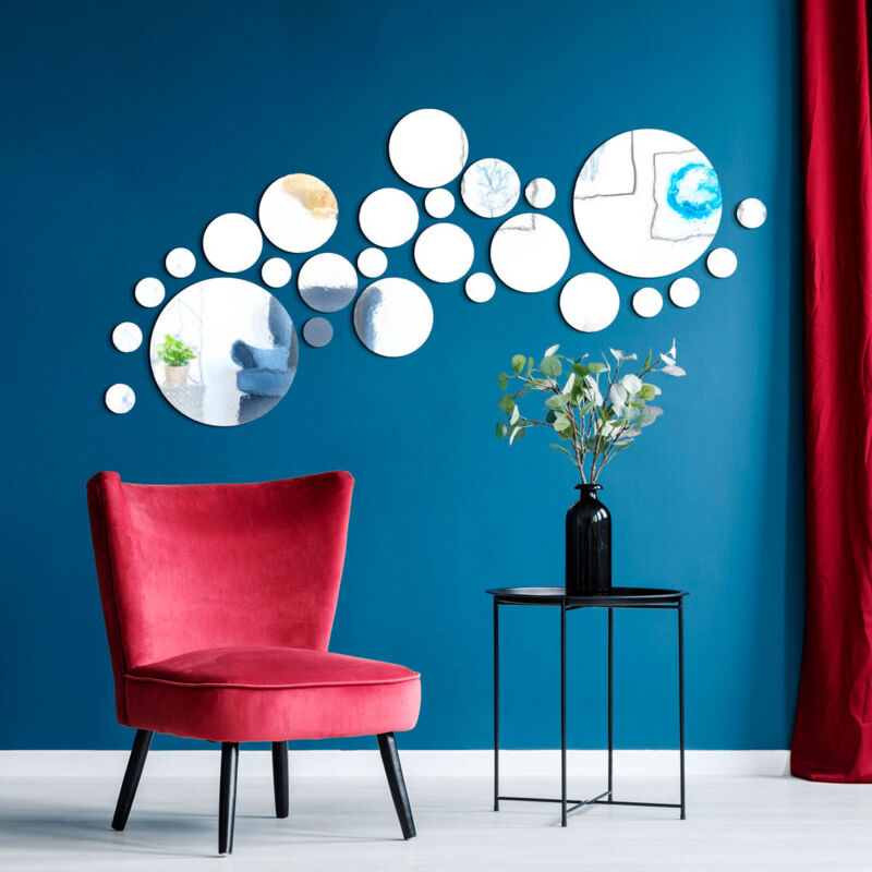 26 stickers miroirs ronds - Autocollants stickers adhésifs effet miroir