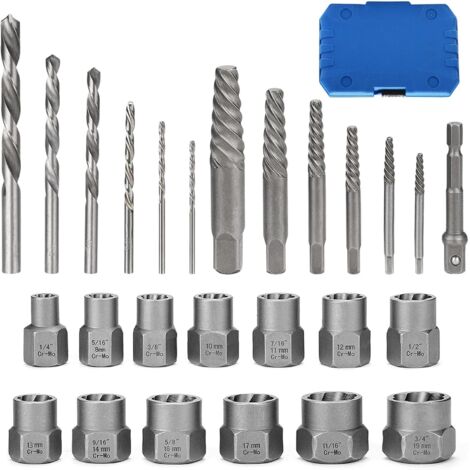 26-teiliger Spiral-Steckschlüsselsatz/Diebstahlsichere Bolzenausdreher/Schraubenausdreher, Chrom-Molybdän-Material, 8–19 mm