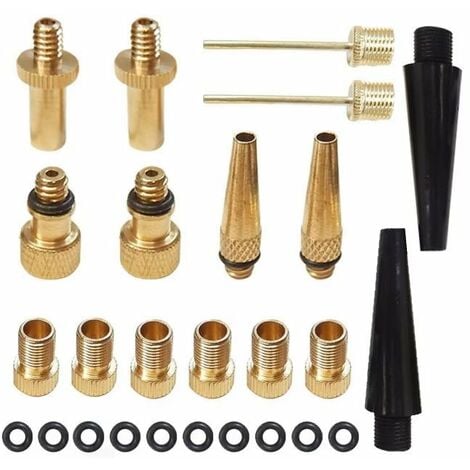 26-teiliges Messing-Ventil-Adapter-Kit Inflator-Ventil-Mundstück Fahrrad-Aufblasadapter Anti-Korrosions-Aufblasarmatur für Pumpenkompressoren Pumpen,- 13Three