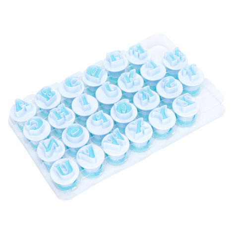 26-teiliges Set mit Ausstechformen in Großbuchstaben, Mini-Alphabet-Fondantausstechformen aus Kunststoff für die Zubereitung von Kuchen und Keksen.