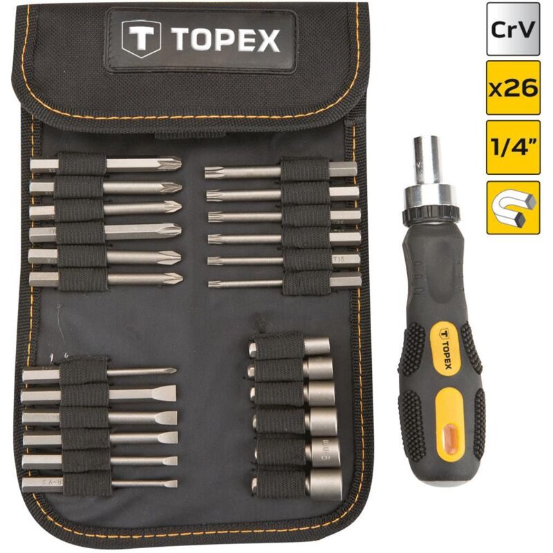 26 tlg. Schraubendreher Bit-Set CrV 1/4'
