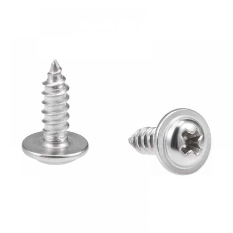 2,6 x 8 mm selbstschneidende Kreuzschlitzschrauben mit Unterlegscheibe, Schrauben aus Edelstahl 304, Befestigungsschrauben, 100 Stück