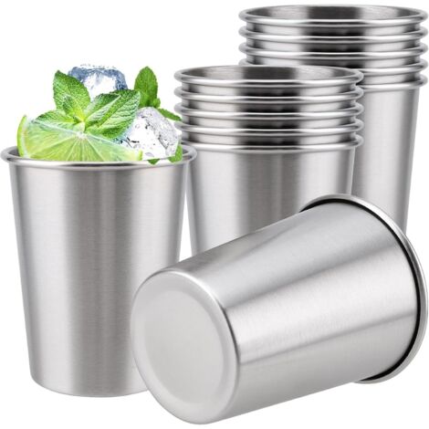 260-ml-Edelstahlbecher, 12 Stück, stapelbar und tragbar, geeignet als Bierbecher, Schnapsgläser, Whiskygläser und Rumgläser.