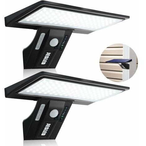 2600mAh Détecteur de Mouvement Éclairage Solaire Extérieur Étanche Sans Fil Lampe de Sécurité Lampe Mural pour Jardin(2 Pack 90 LED )