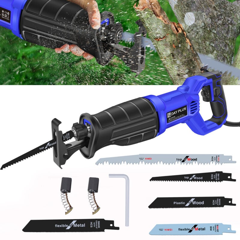 900W Scie sabre électrique 5 lames bois coupe métal Recette tenue à la main