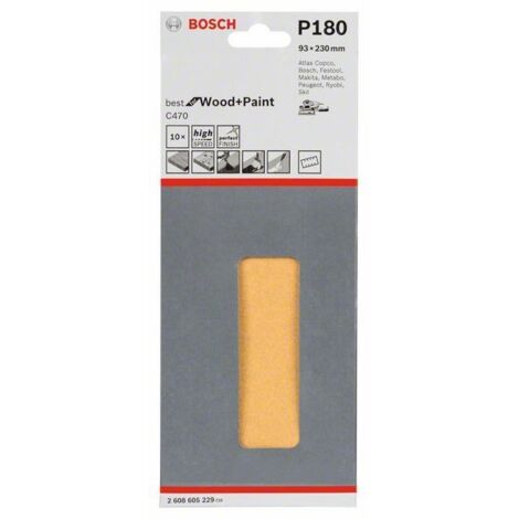 2608605229 - Sert 10 fogli abrasivi C470 , P180, 93 X 230mm , BEST for LEGNO+VERNICE