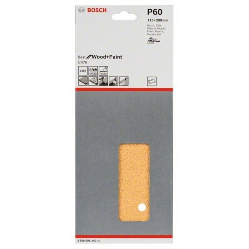 2608605240 - Set 10 Fogli abrasivi C470 , 115mm X 280mm , P60 , BEST for LEGNO+VERNICE