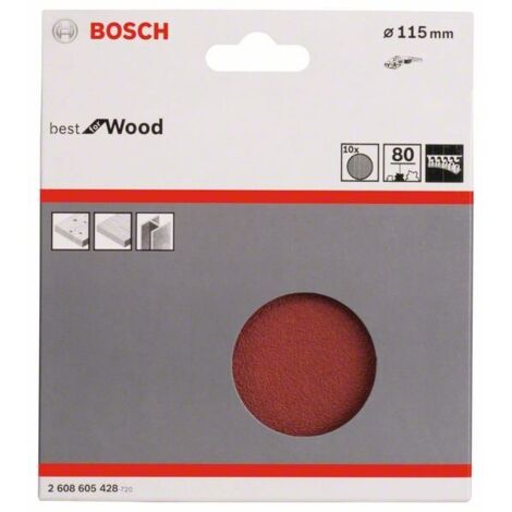 2608605428 - KIT 10 FOGLI BOSCH D.115mm P.80 BEST WOOD