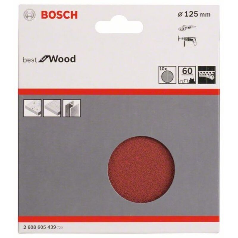 2608605439 - KIT 10 FOGLI BOSCH D.125mm P.60 BEST WOOD